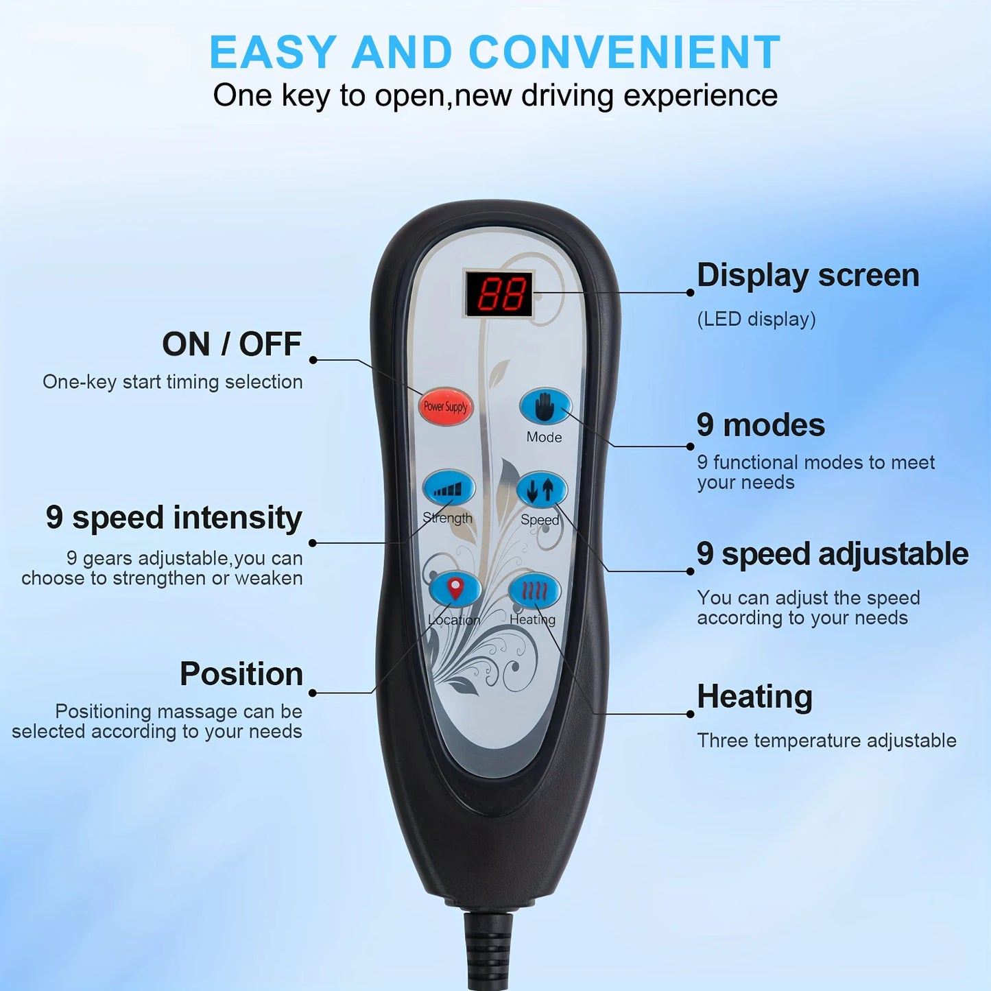 HOMEMASSA Massage Chair Pad With Heat And Nine Modes Relief