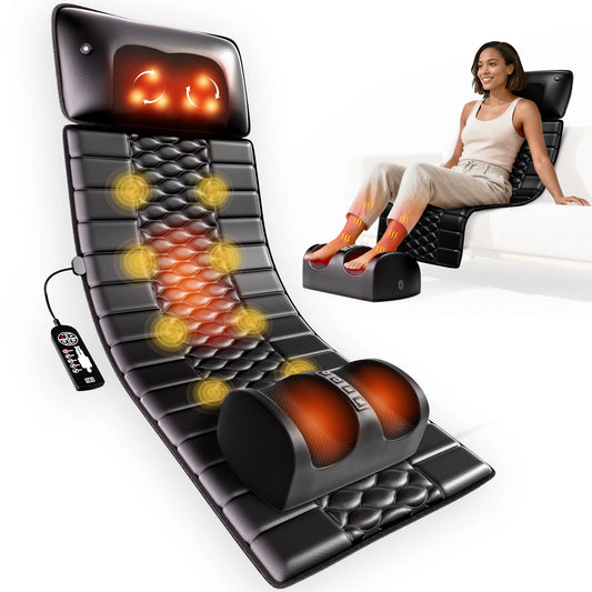 HOMEMASSA Shiatsu Massage Mat With Heat And 10 Vibrating Motors