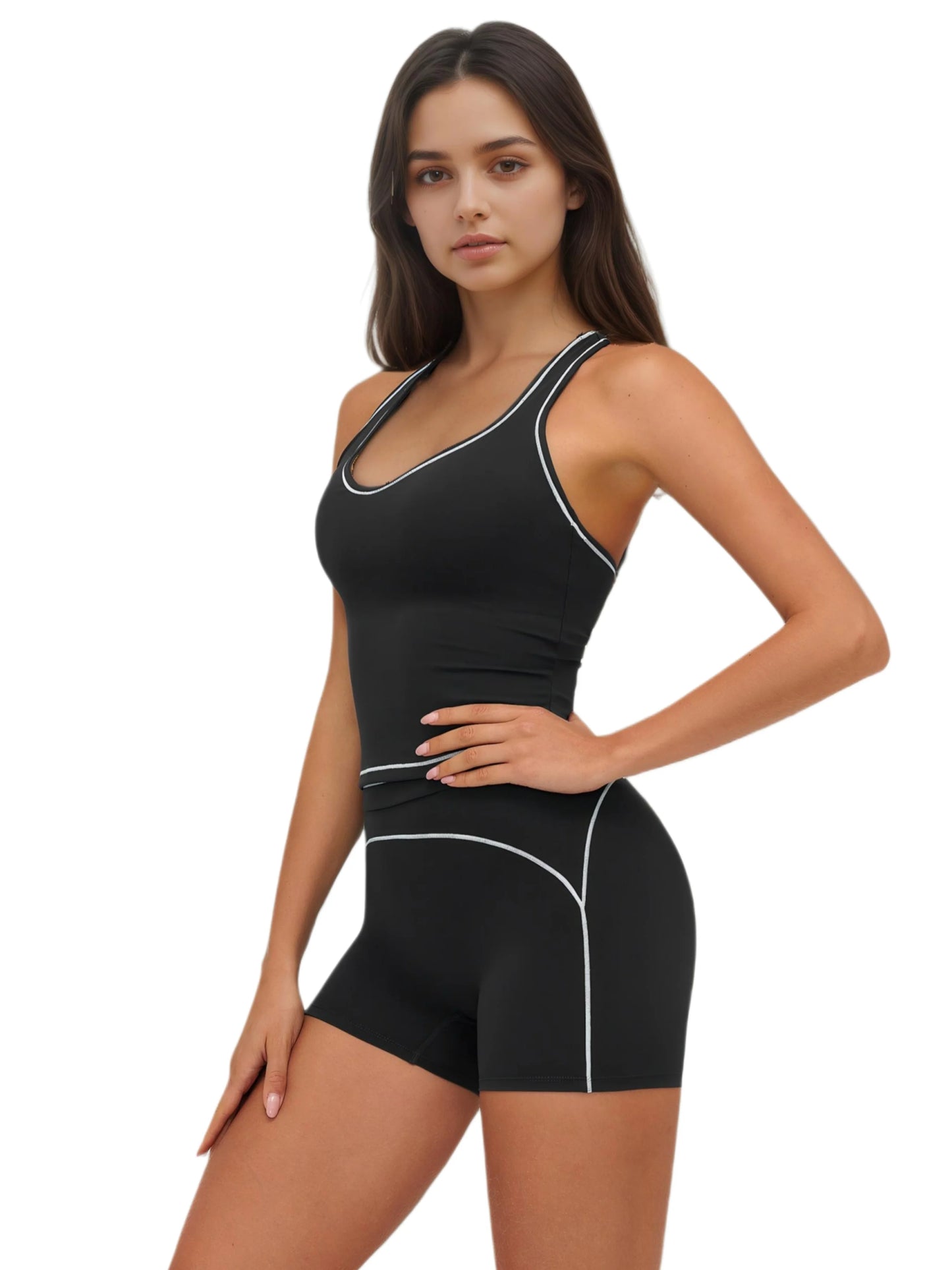 Airila 2 Piece Yoga Set With Removable Pads Stretch Shorts