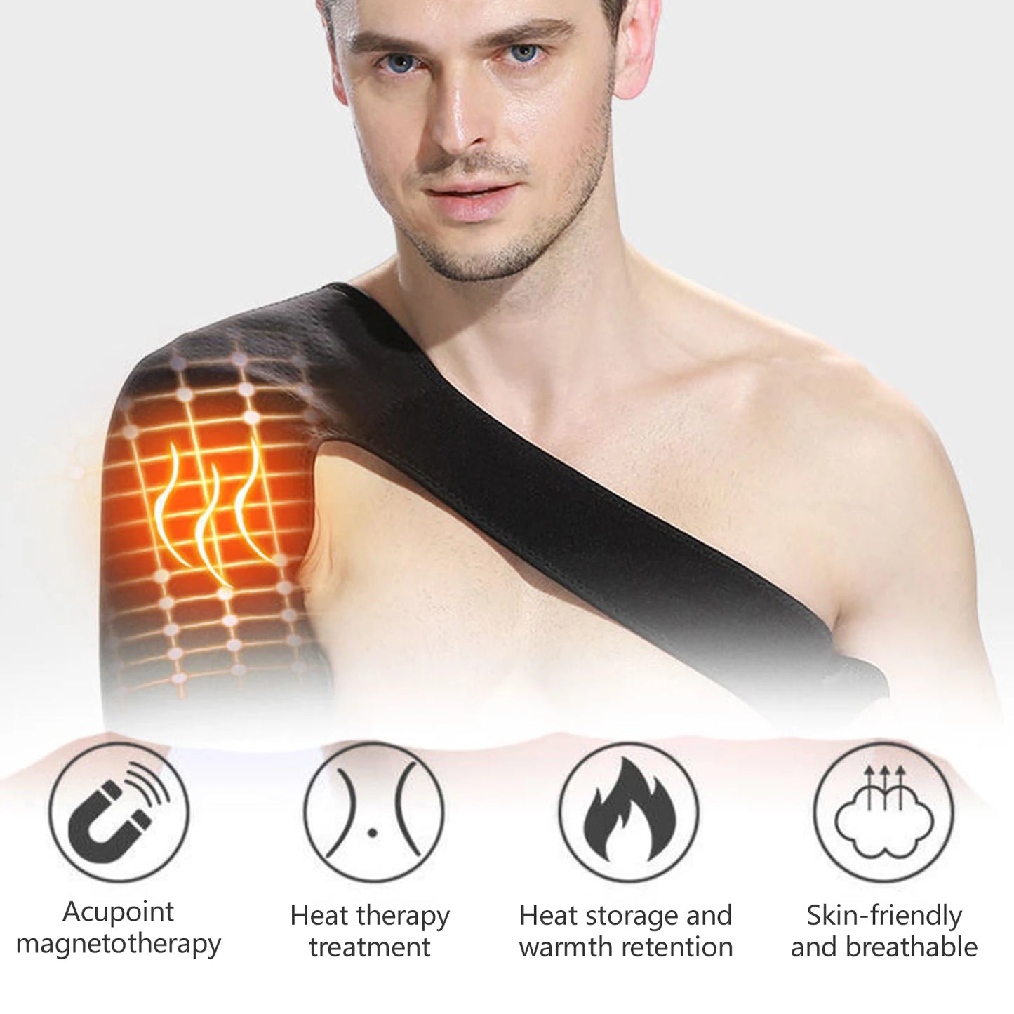 Self-Heating Shoulder Strap for Pain Relief Adjustable Thermal Pad