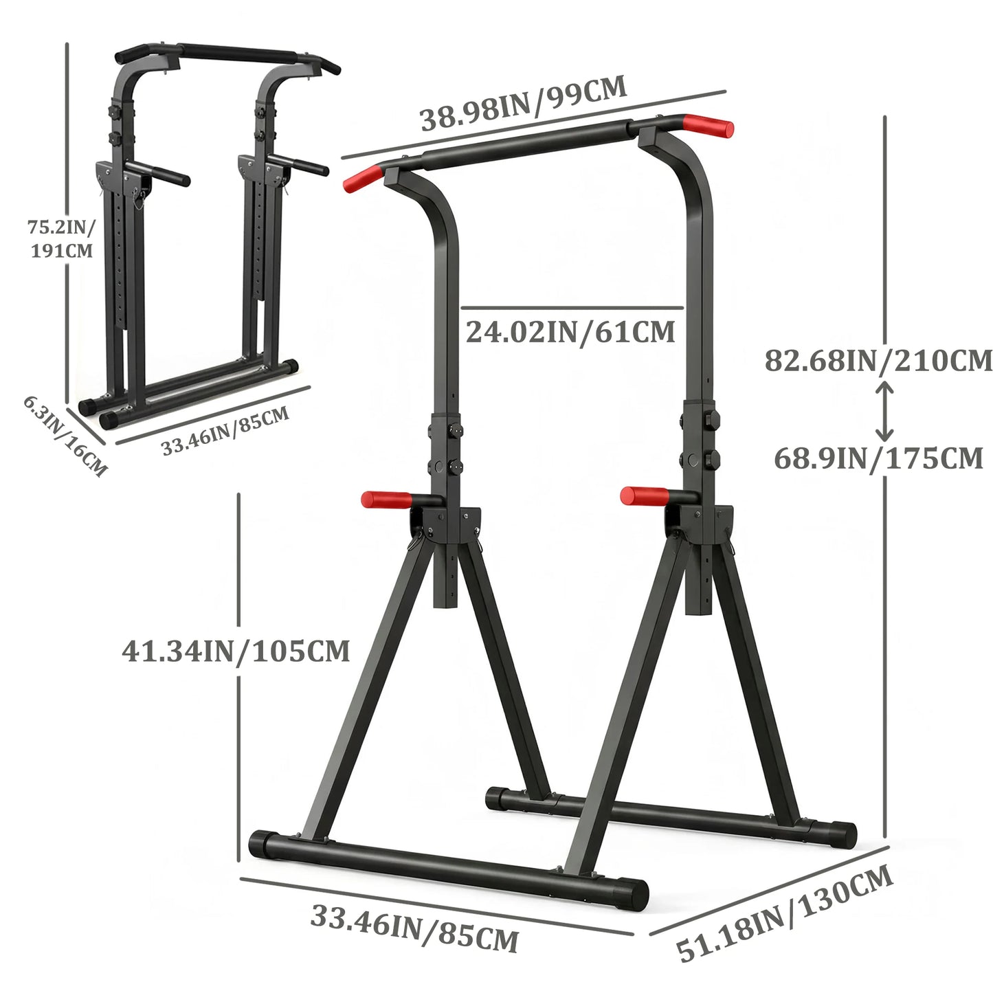 Foldable Power Tower With 440 Lbs Max Capacity Home Gym