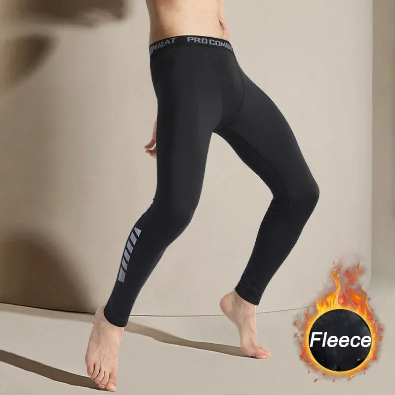 NONECN Men's Dry Fit Warm Compression Leggings For Running