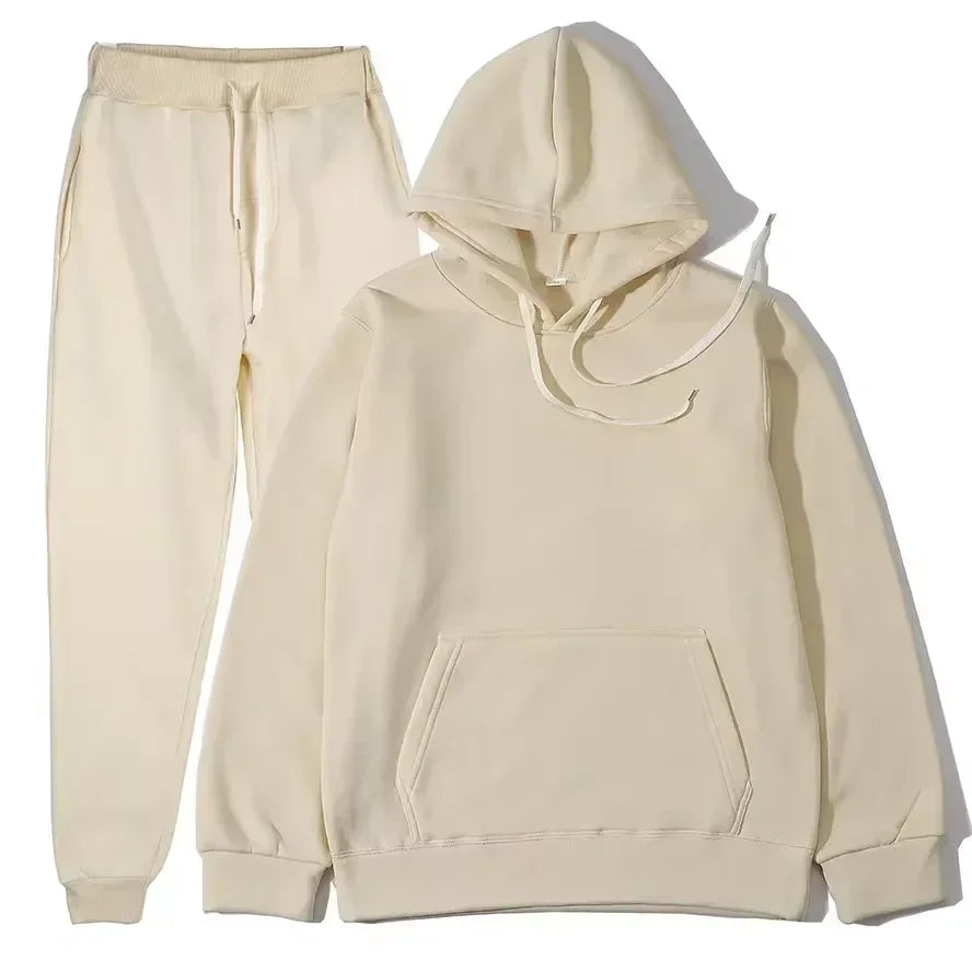NONECN Winter Tracksuit Women Two Piece Set Hooded Sweatpants