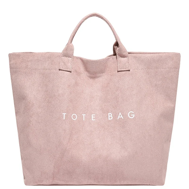 NONECN Faux Suede Tote Bag Large Capacity Top Handle