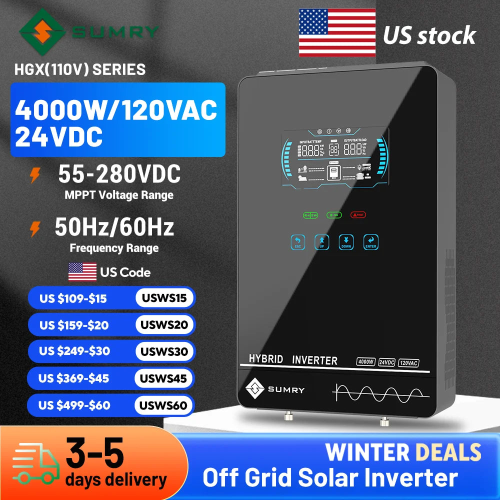 SUMRY Off Grid Solar Inverter 24V MPPT Pure Sine Wave