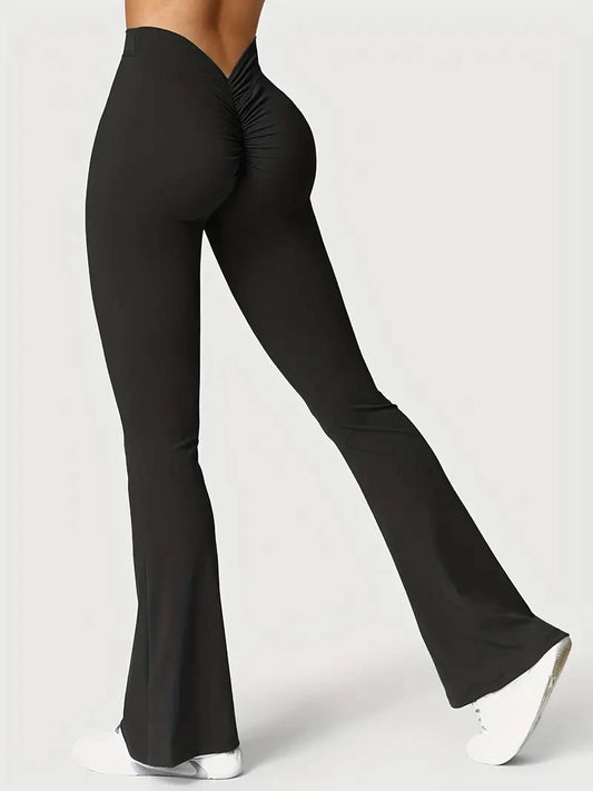 Women Yoga Trousers Flared High Waist Wide-Leg