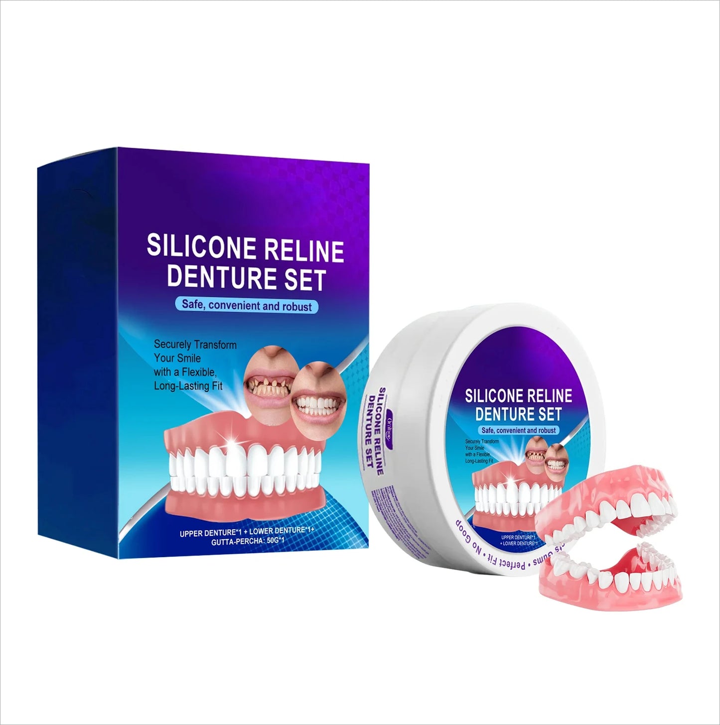 Silicone Reline Denture Set Temporary Upper and Lower Veneers
