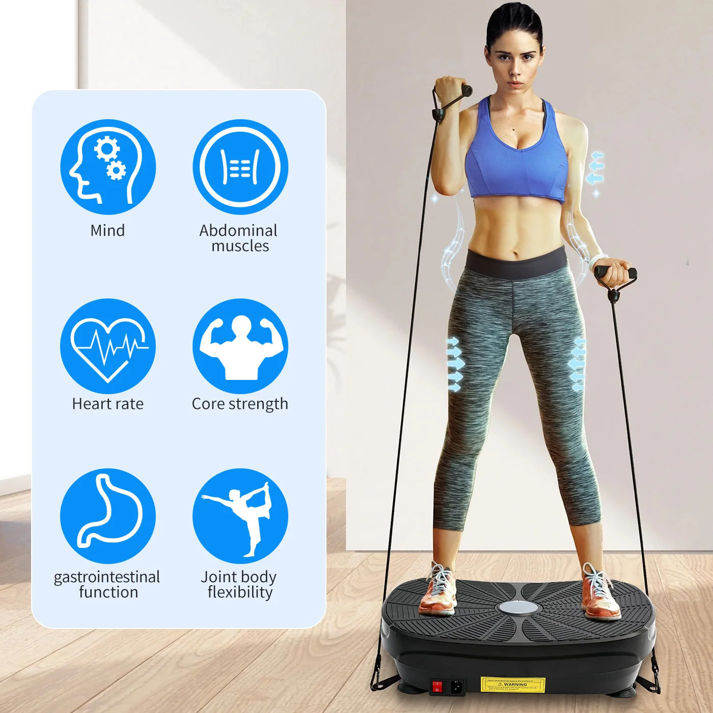 Vibration Plate Exercise Machine Portable Full Body Workout Resistance Bands