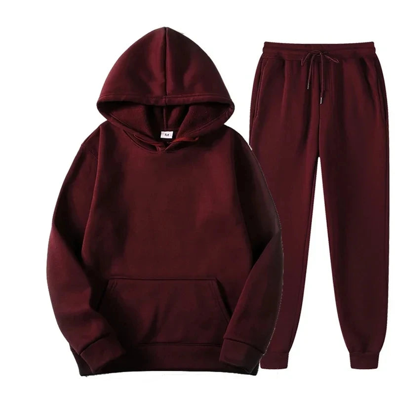 NONECN Men's Hoodie And Jogging Pants Tracksuit For Outdoor Activity