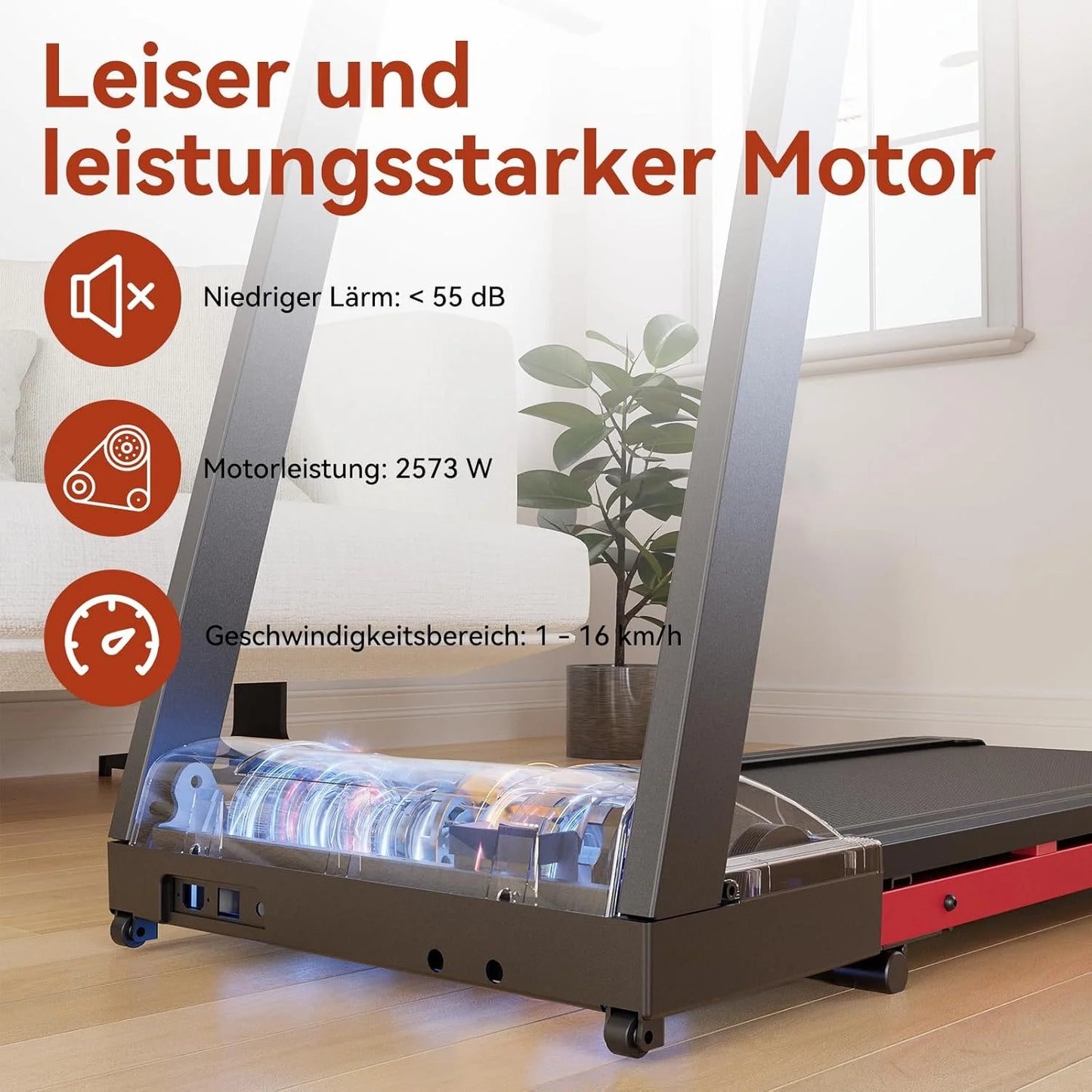 Folding Treadmill 3.5HP With 350 lb Capacity And 6 Percent Incline Bluetooth App
