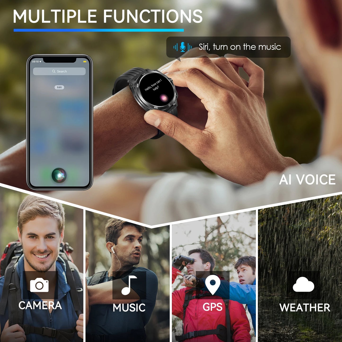 LaNikar Smart Watch With AMOLED Display And Bluetooth Headset