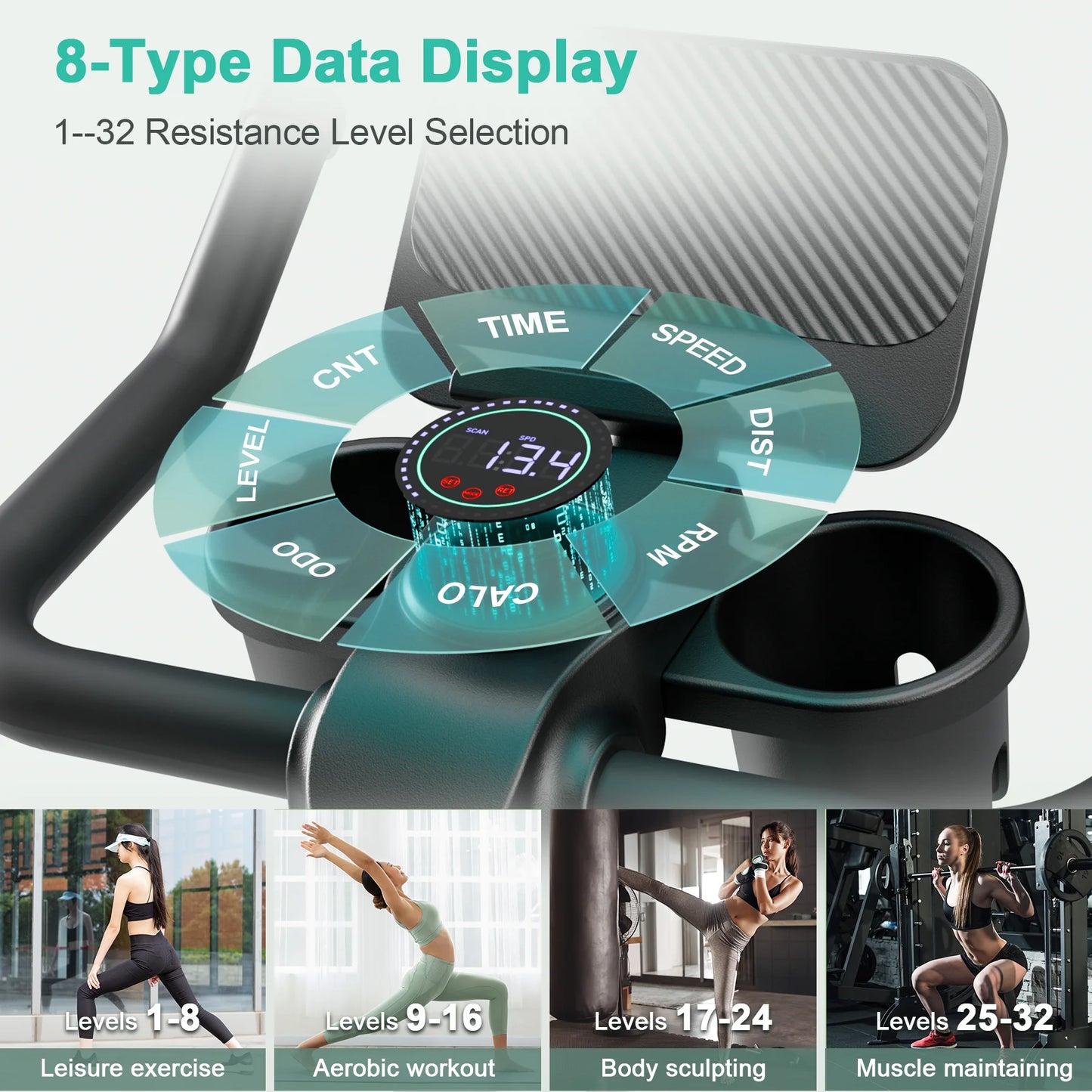 Superun 32 Level Magnetic Resistance Quiet Exercise Bike For Home