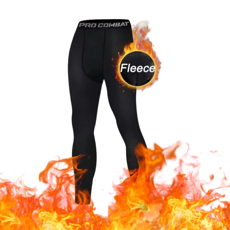 NONECN Men's Dry Fit Warm Compression Leggings For Running