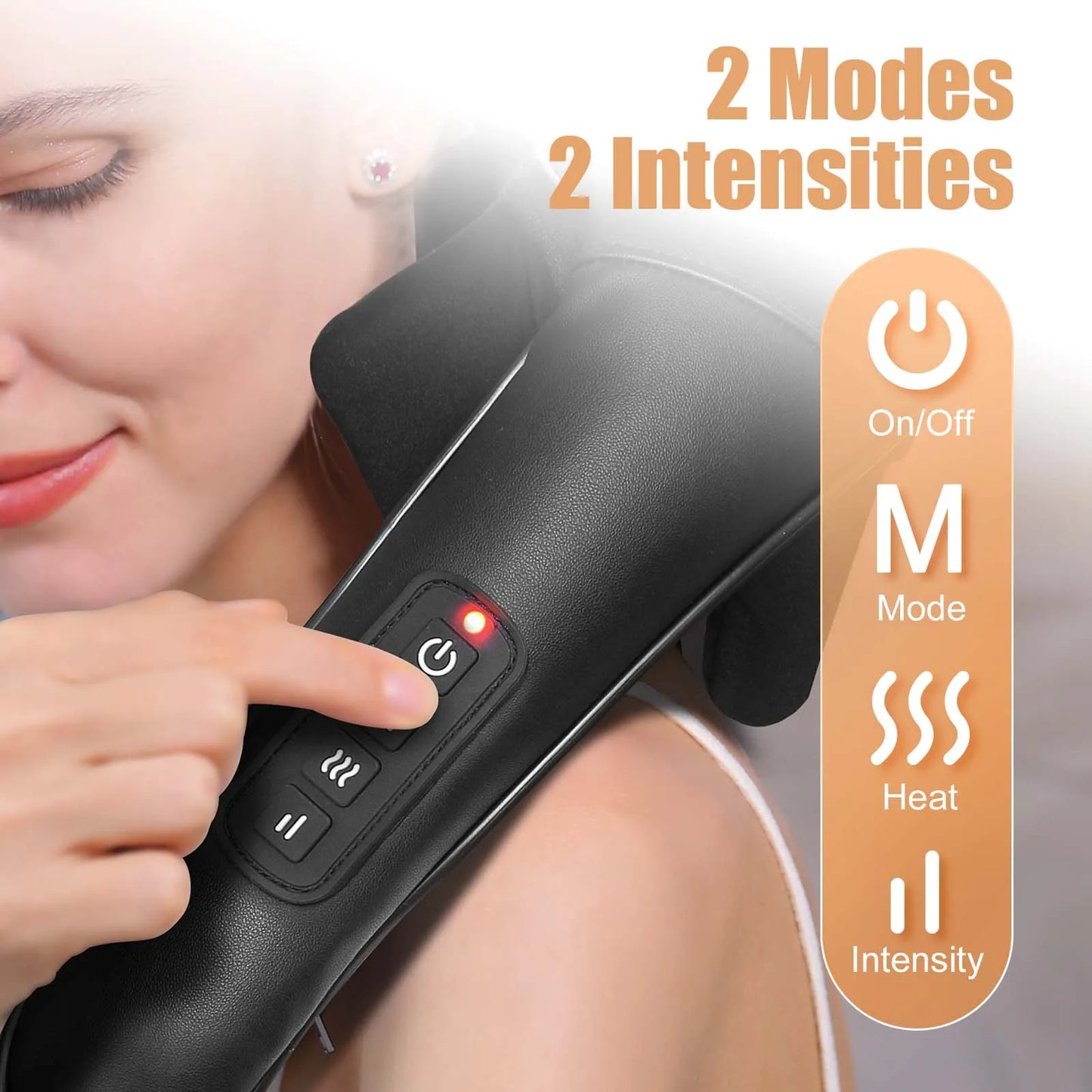 MASGREE Shiatsu Back Neck Massager Cordless Heat 3D Kneading