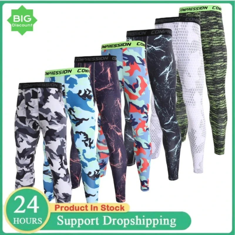 NONECN Camouflage Men Running Leggings Quick Dry Training Tights
