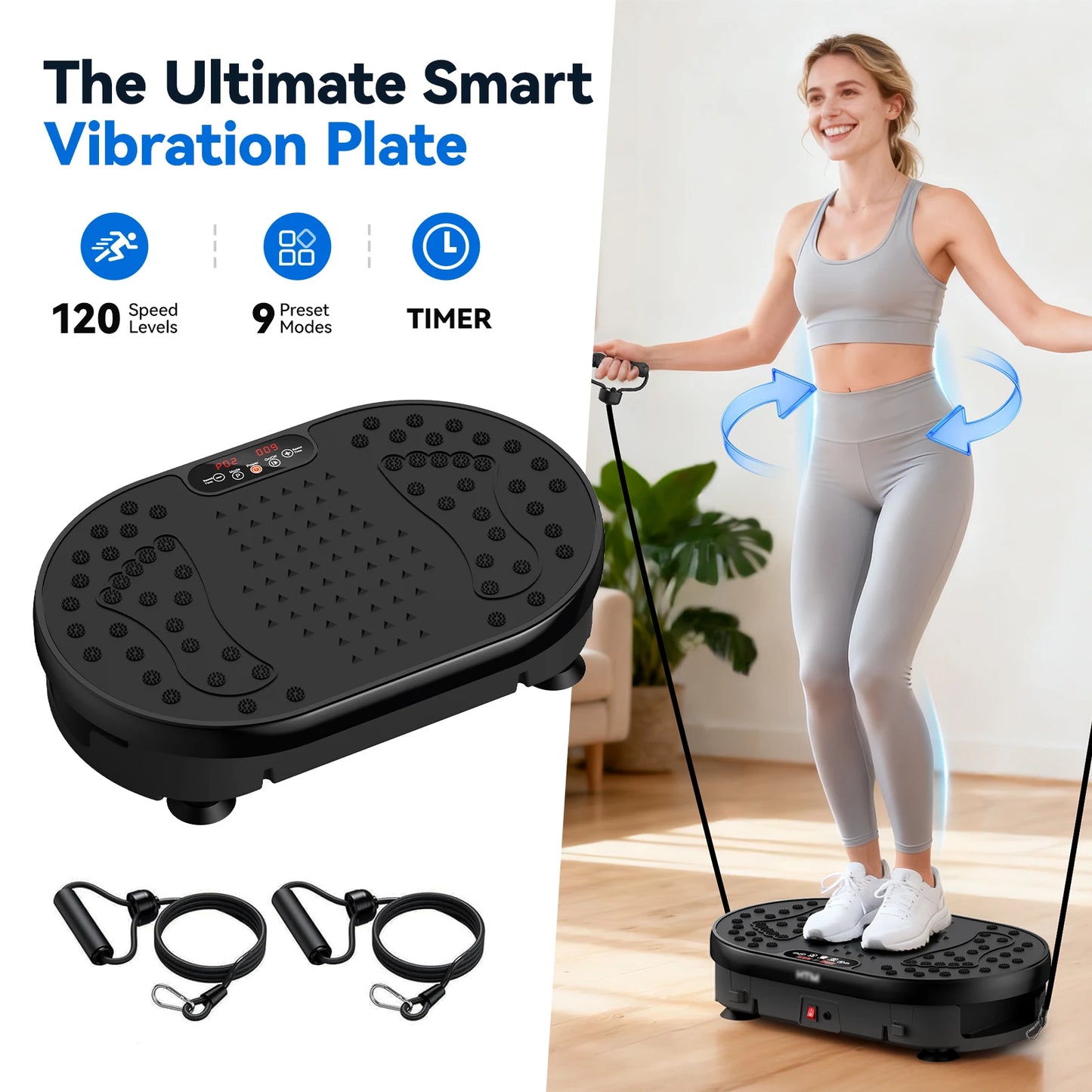 HTMM Vibration Plate With 120 Speed Levels And 9 Programs