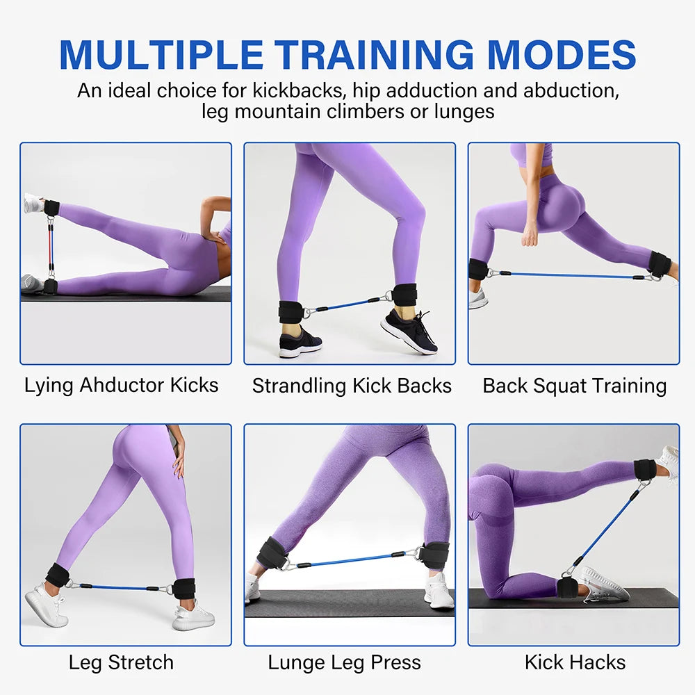 Resistance Bands Ankle Straps D Ring Set For Leg Strength