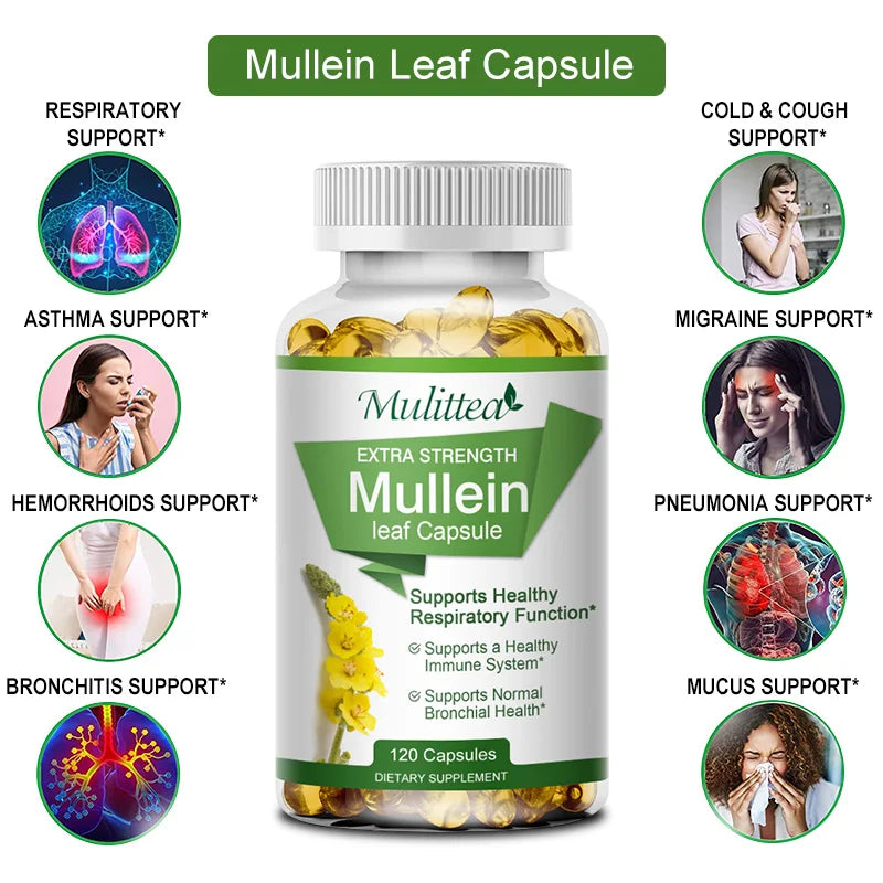 Mulittea Mullein Leaf Capsules for Respiratory Health Support
