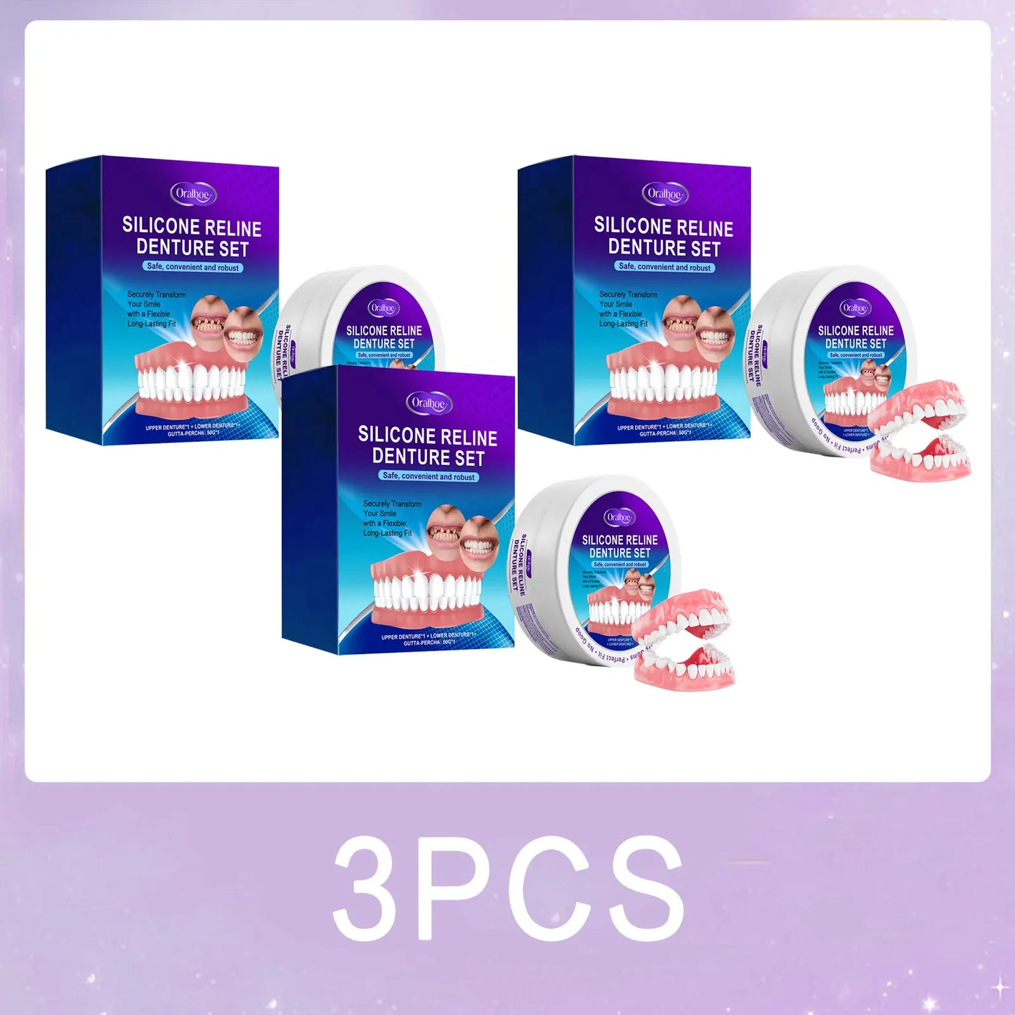 Silicone Reline Denture Set Temporary Upper and Lower Veneers