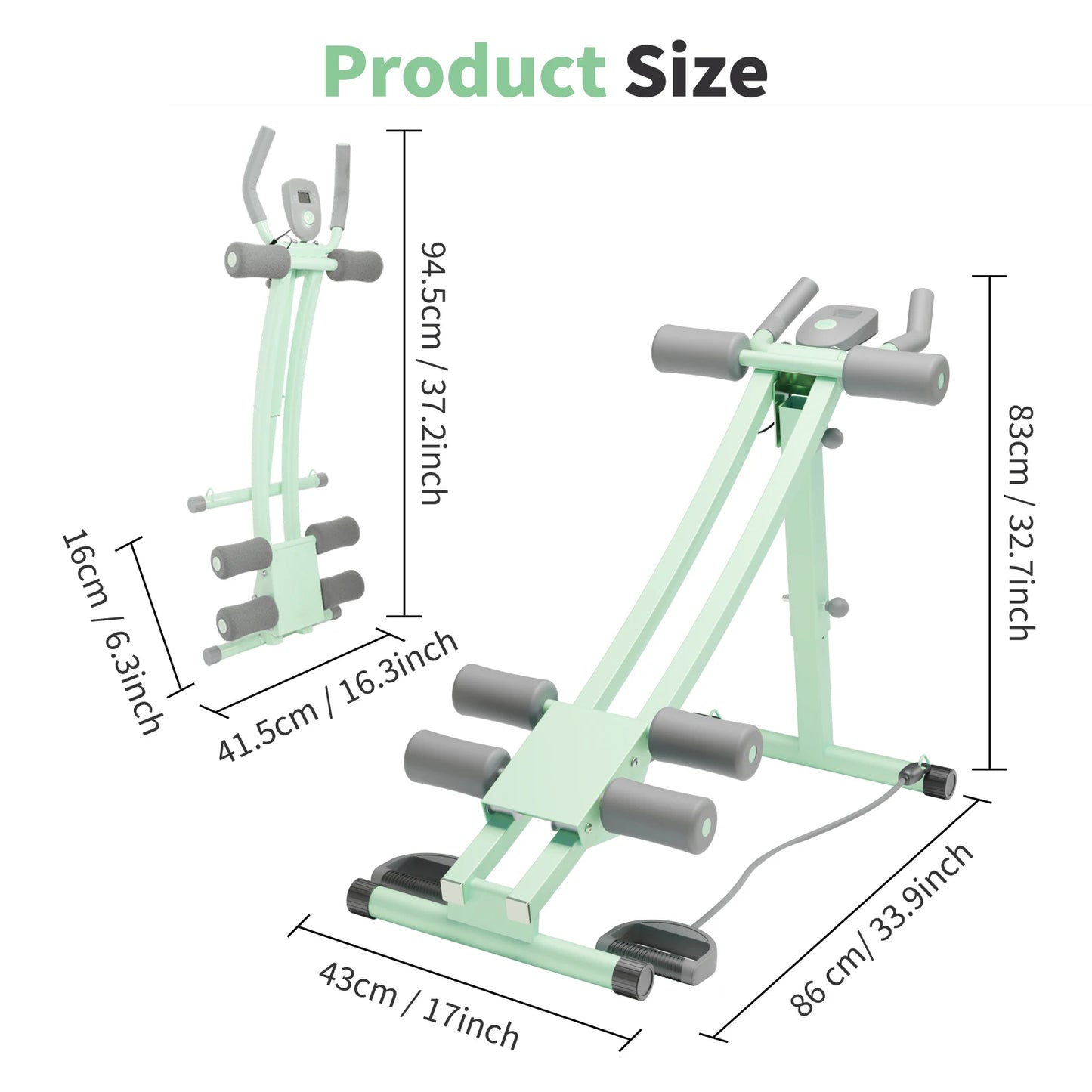 Abdominal Curling Exercise Machine With Adjustable Dual Track Foldable Trainer