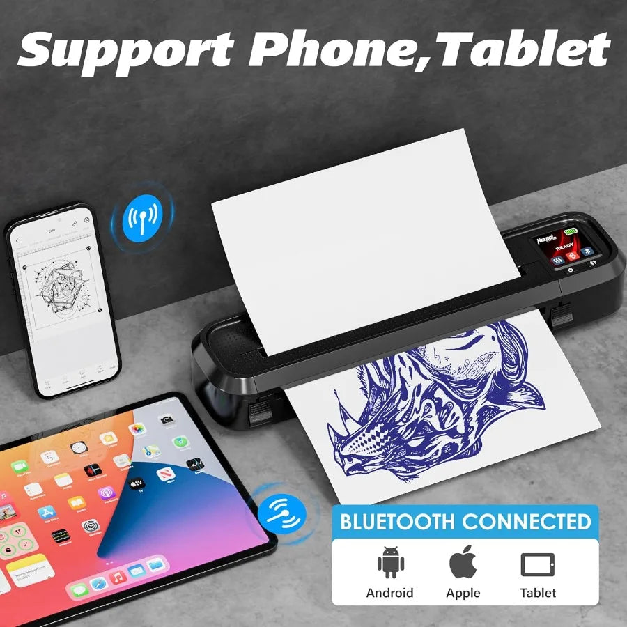 TLXT Wireless Tattoo Stencil Printer With LED Display And Bluetooth