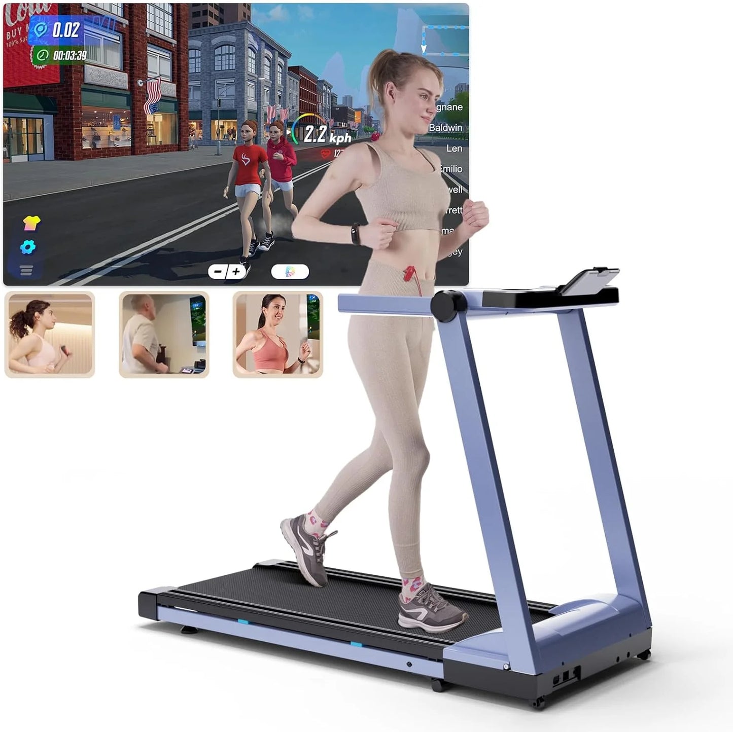 Folding Treadmill 3.5HP With 350 lb Capacity And 6 Percent Incline Bluetooth App