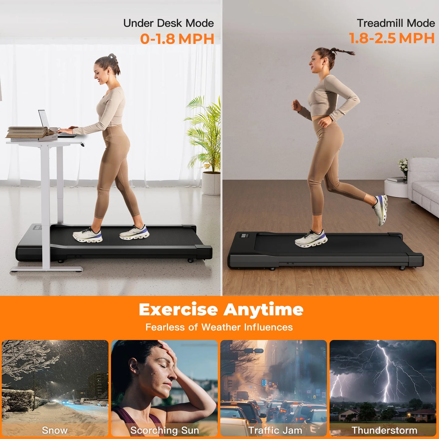 Superun Walking Pad Under Desk Treadmill 2 In 1 Portable