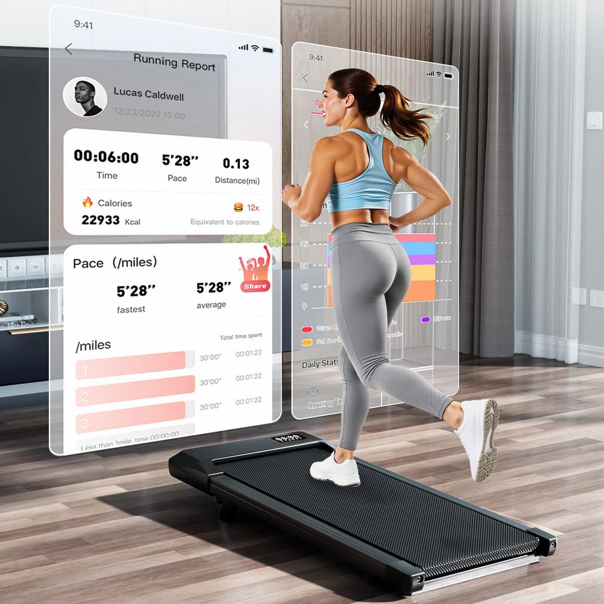 Superun Under Desk Treadmill 2.5 HP Quiet Walking Pad Display