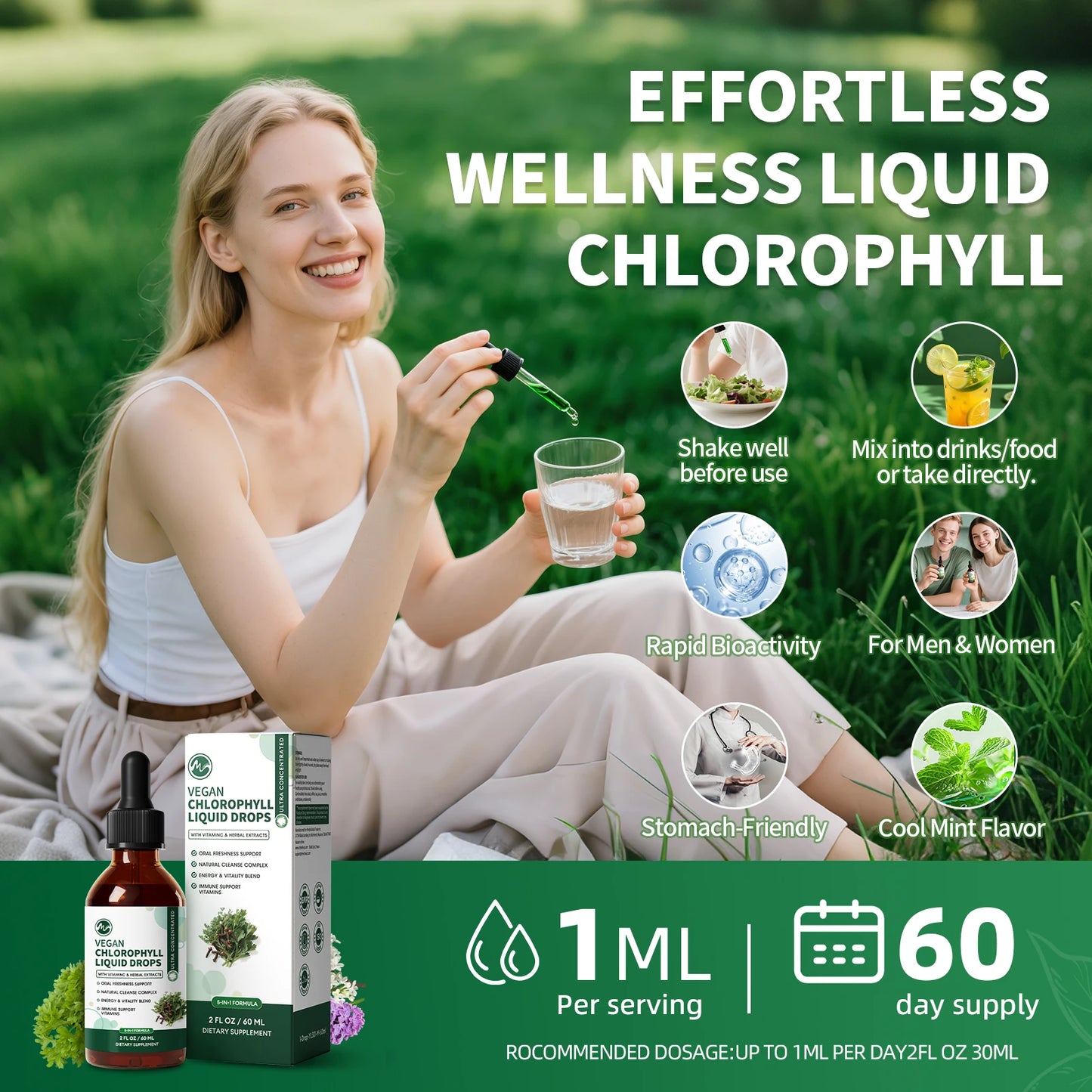 MINCH Chlorophyll Liquid Drops 4X Concentrated Supports Cleansing And Immunity