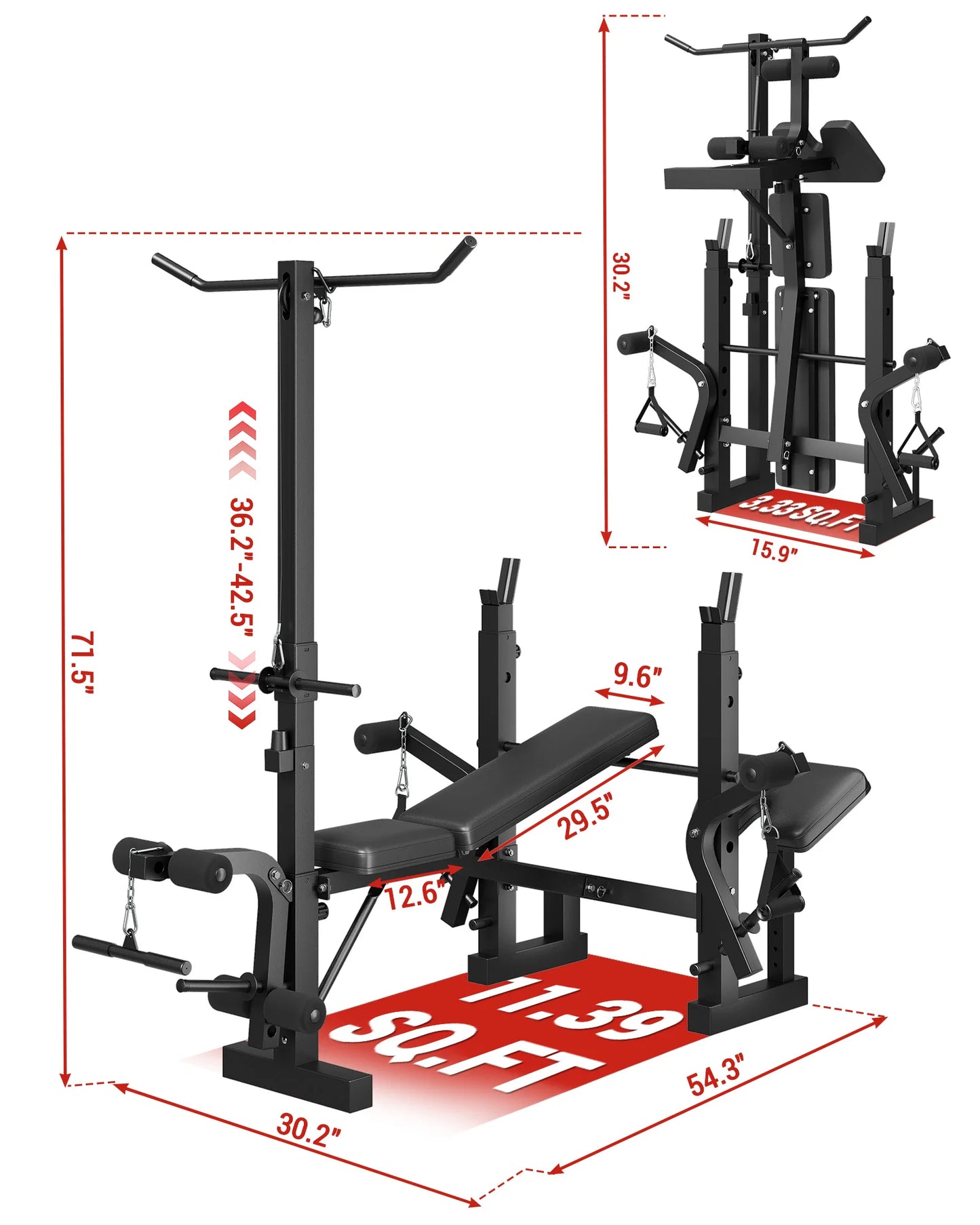 HiMISS Adjustable 4-In-1 Weight Bench Set With Rack Home Gym