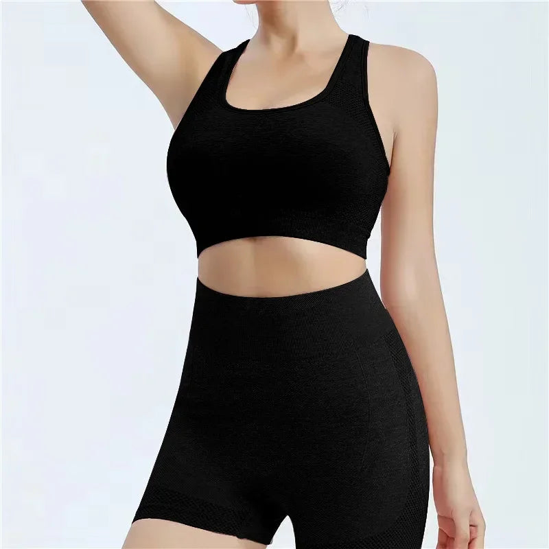 Yoga Set for Women Seamless Gym Wear Bra Shorts Leggings
