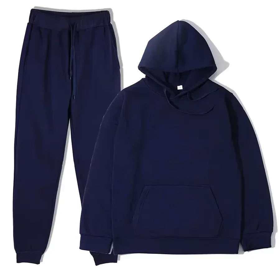 NONECN Winter Tracksuit Women Two Piece Set Hooded Sweatpants
