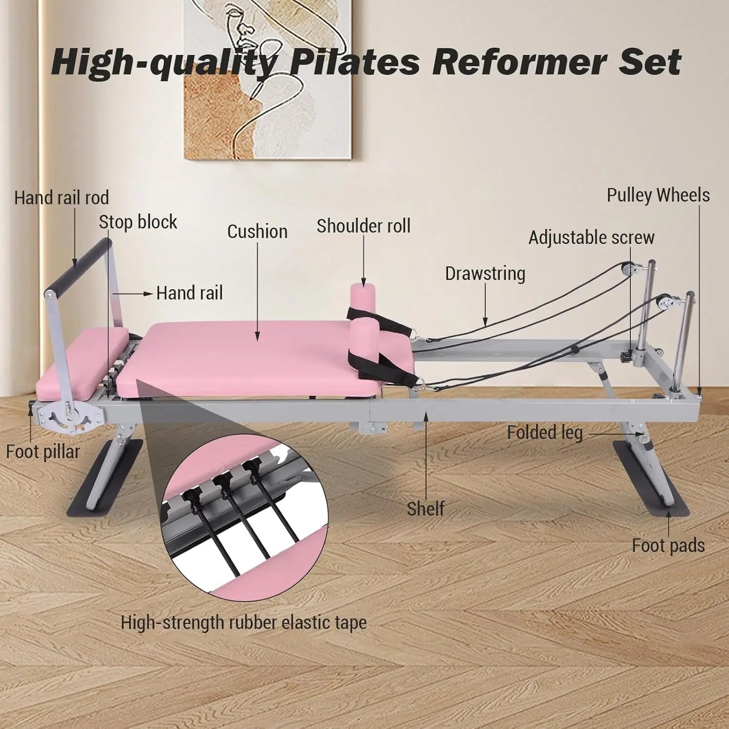 Pilates Reformer Machine Foldable For Home Gym And Advanced Workouts
