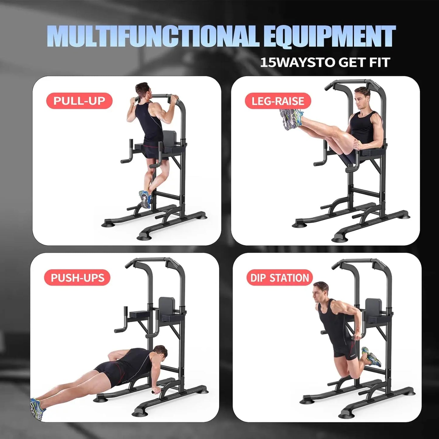 Adjustable Power Tower for Gym Pull Up Dip Station