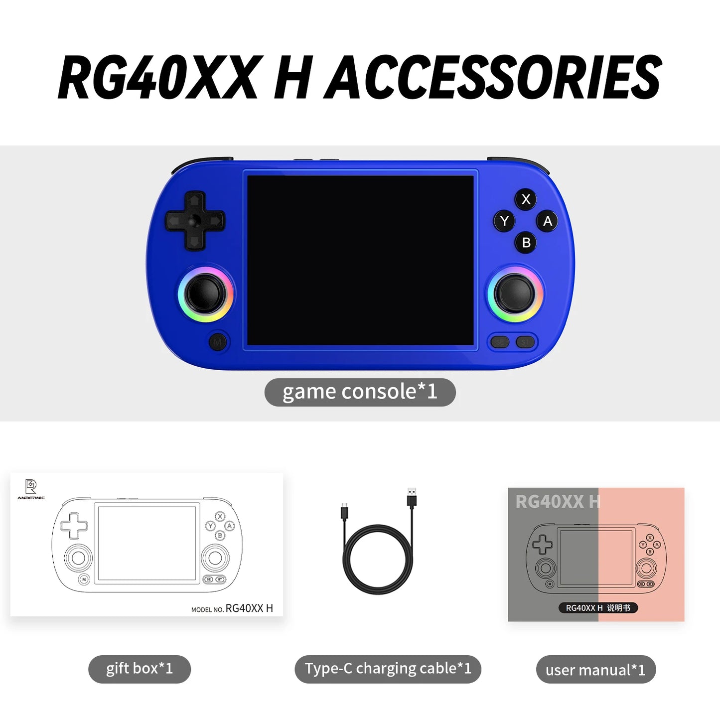 Anbernic RG40XX H Handheld Game Console With RGB Lights