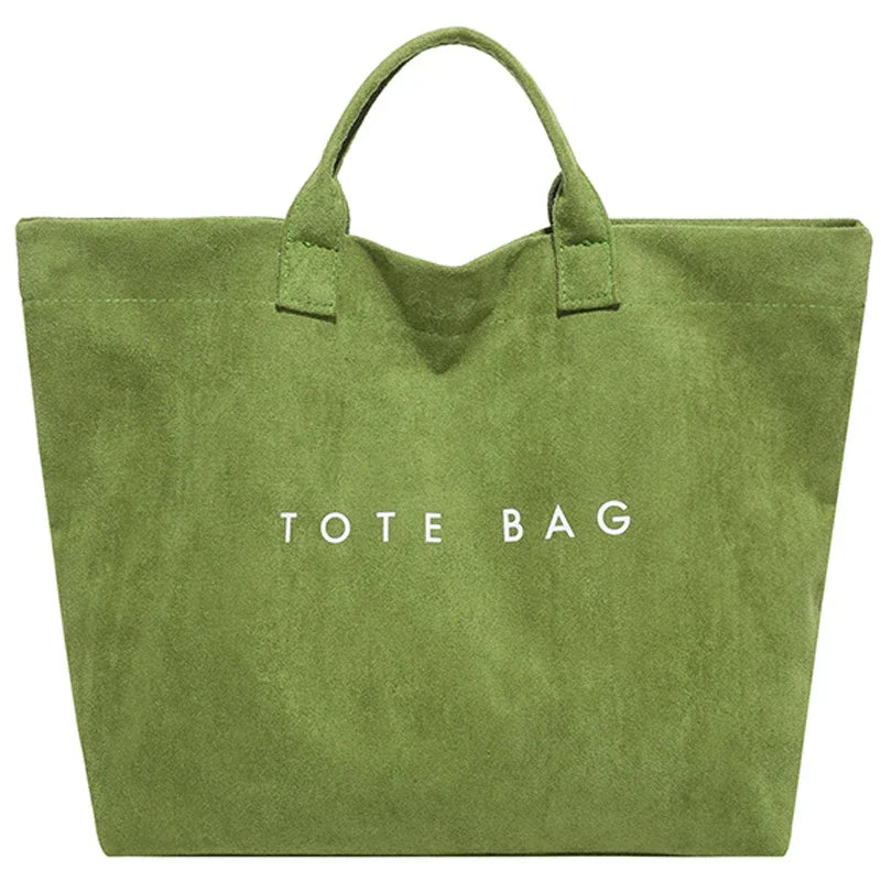 NONECN Faux Suede Tote Bag Large Capacity Top Handle