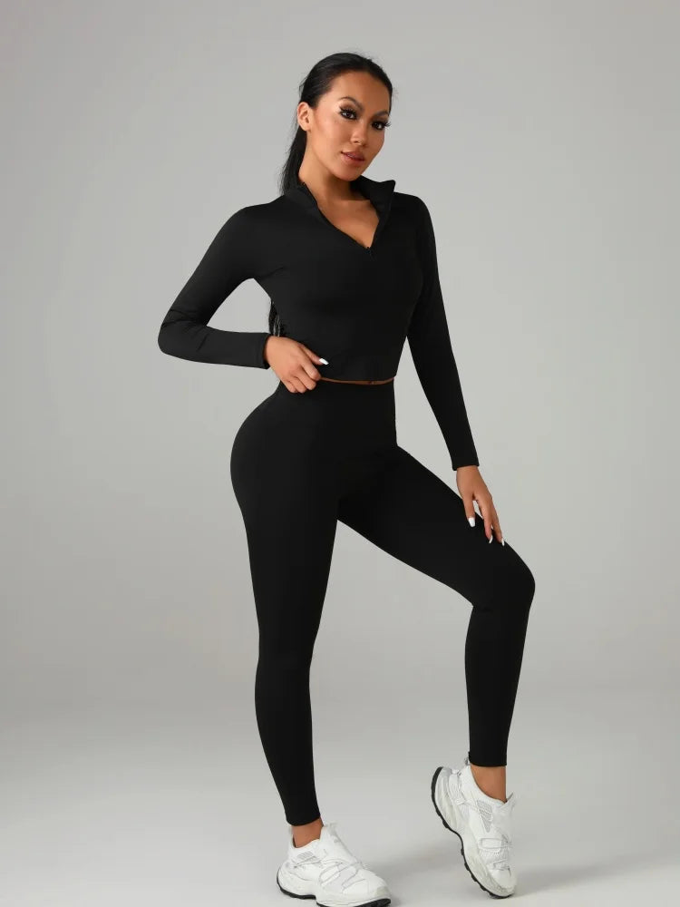 Womens Yoga Set Polyester Knit For Everyday Fitness