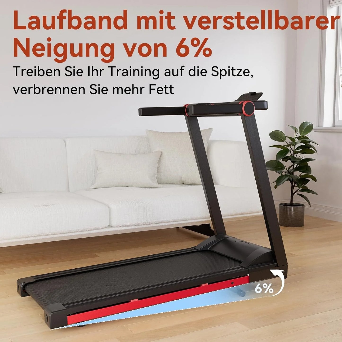 Folding Treadmill 3.5HP With 350 lb Capacity And 6 Percent Incline Bluetooth App