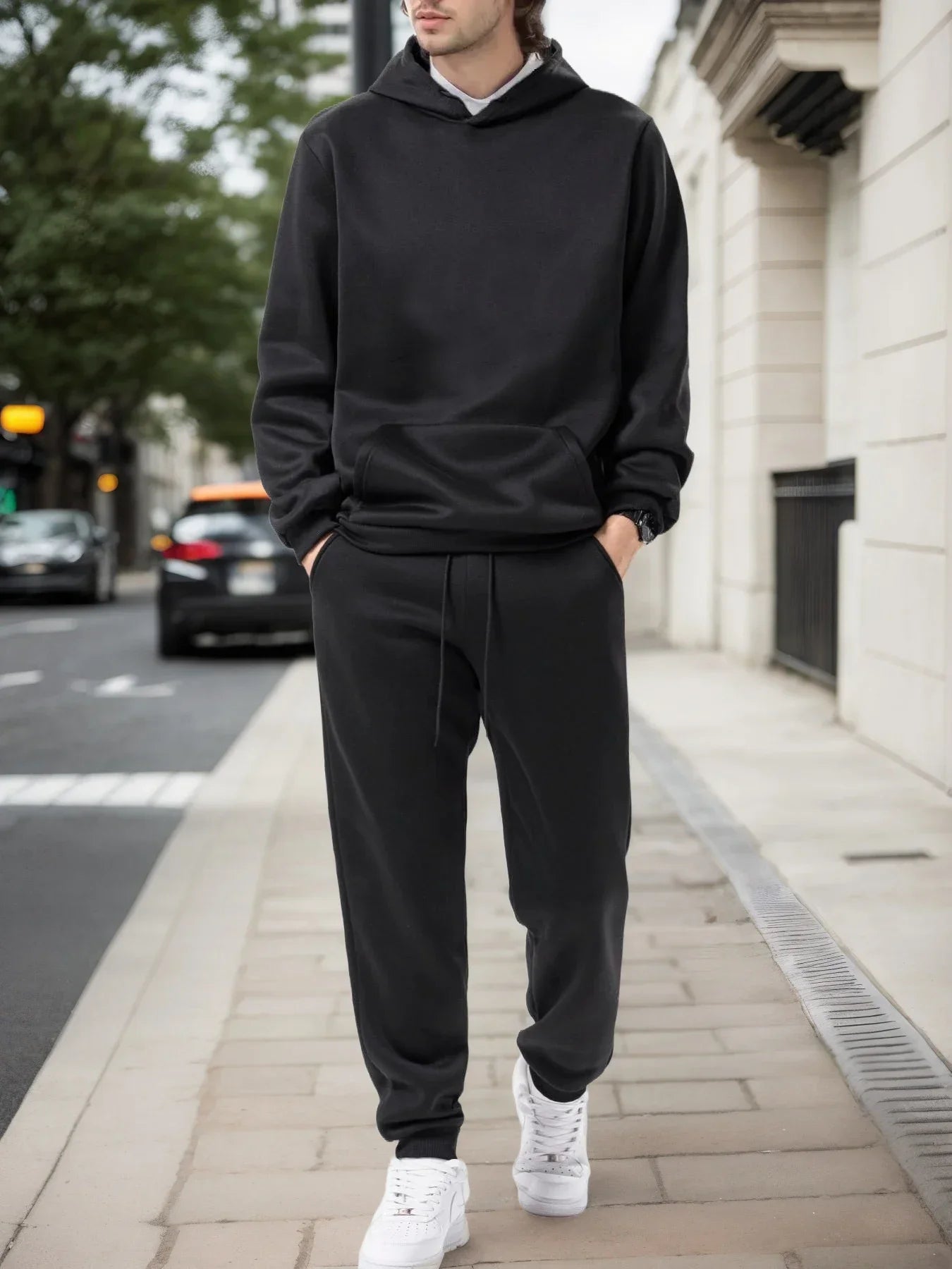 NONECN Men's Hoodie And Jogging Pants Tracksuit For Outdoor Activity