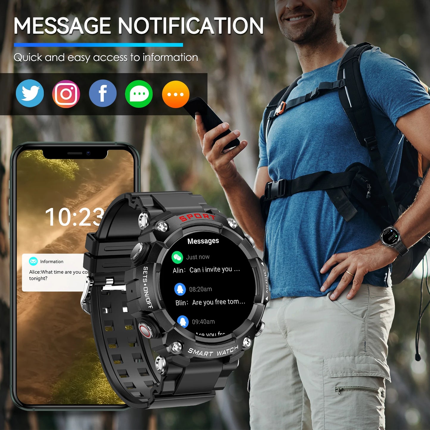 LaNikar Smart Watch With AMOLED Display And Bluetooth Headset