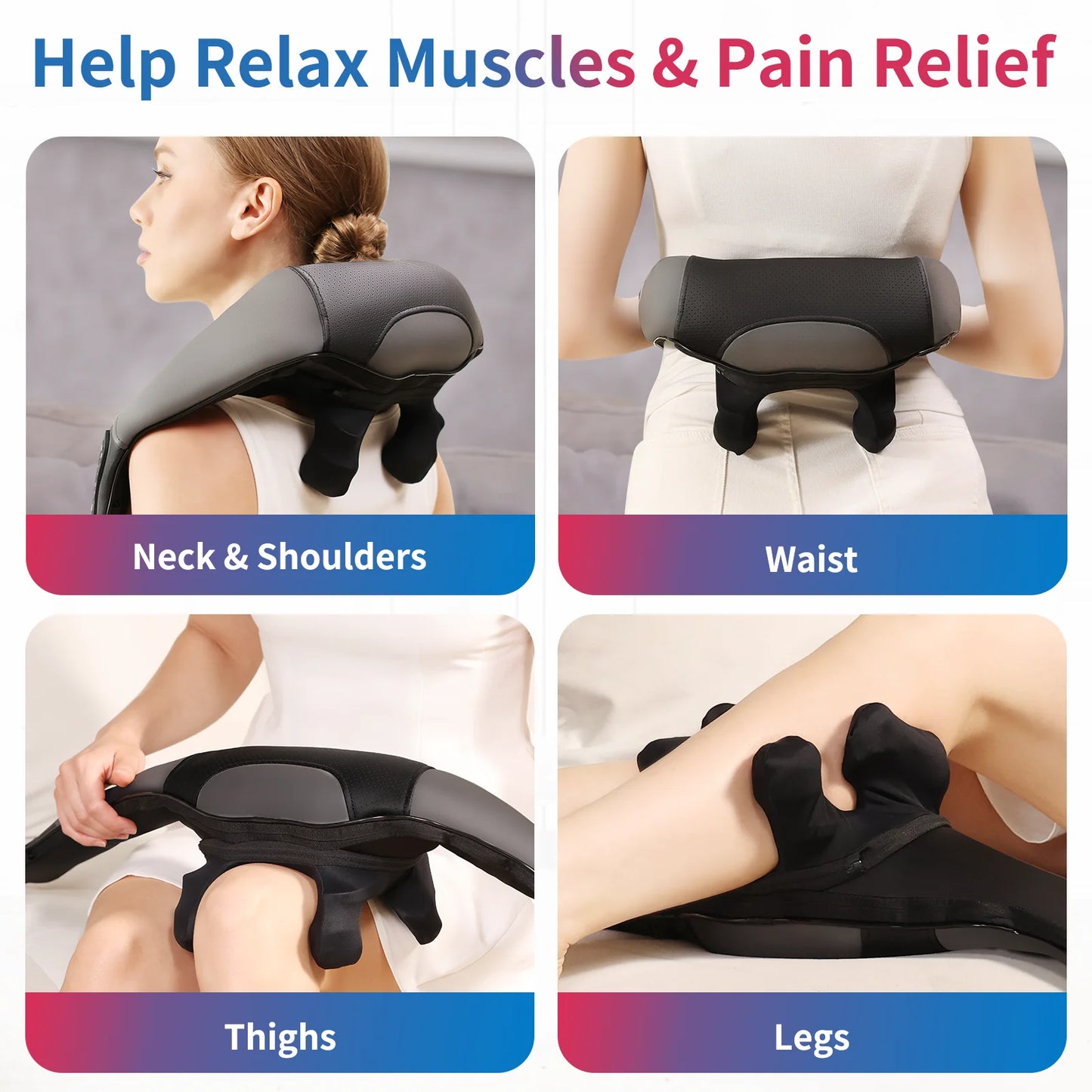 Masgree Adjustable Width Electric 4D Cordless Neck Massager With Heat