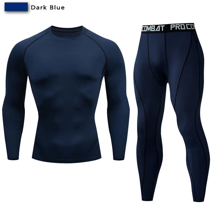 NONECN 2pc Men Compression Sportswear Set Elastic Training Yoga Tracksuit