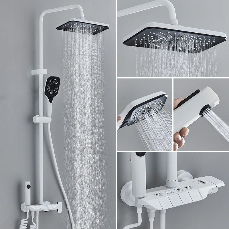 MYQualife Piano Style Shower Set Brass Dual Control Faucets