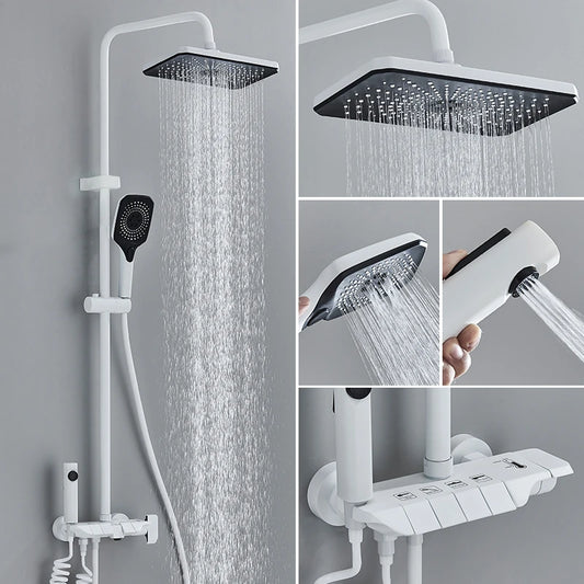 MYQualife Piano Style Shower Set Brass Dual Control Faucets