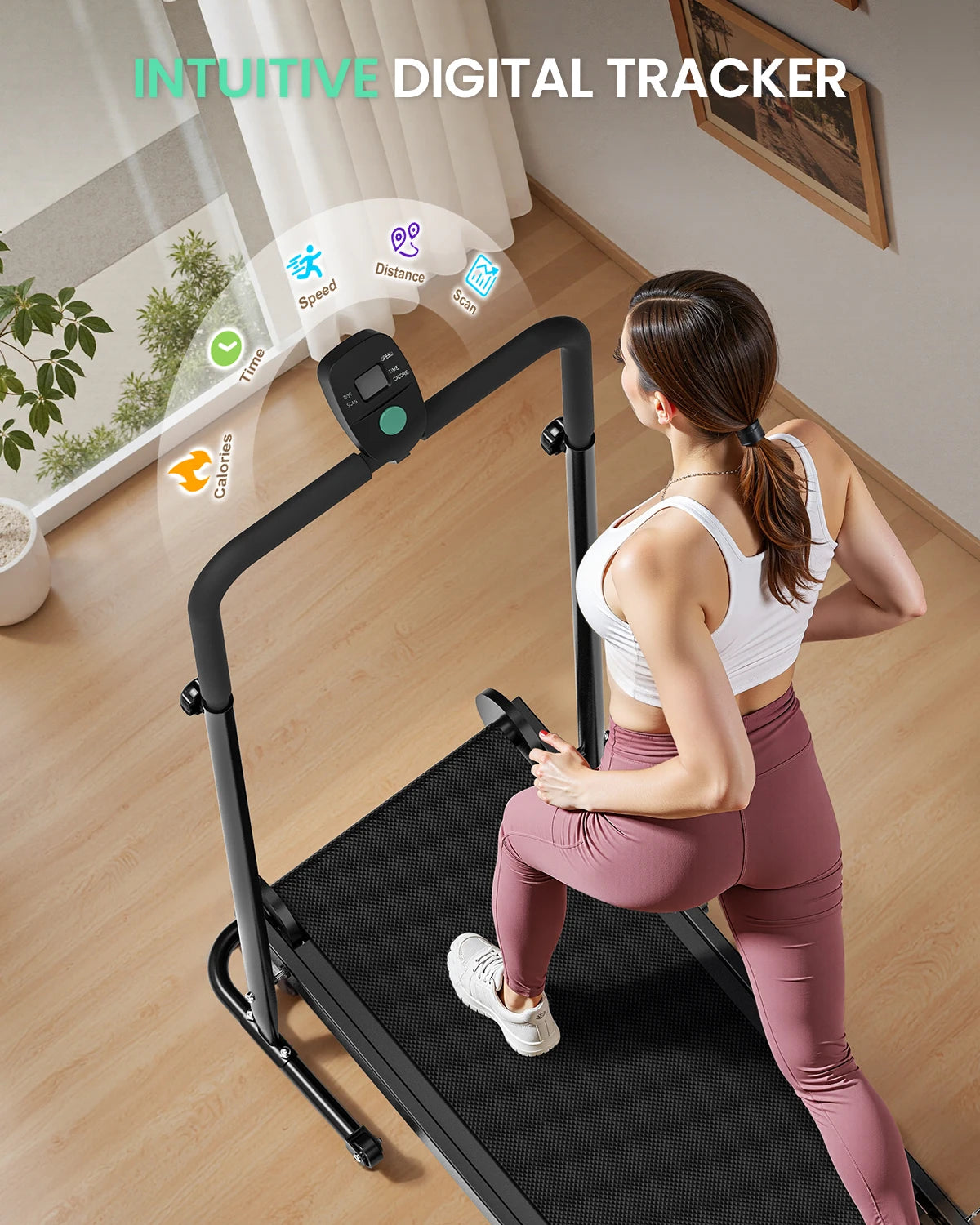 AKLUER Non-Electric Treadmill Dual Flywheel Motorless With LCD Monitor