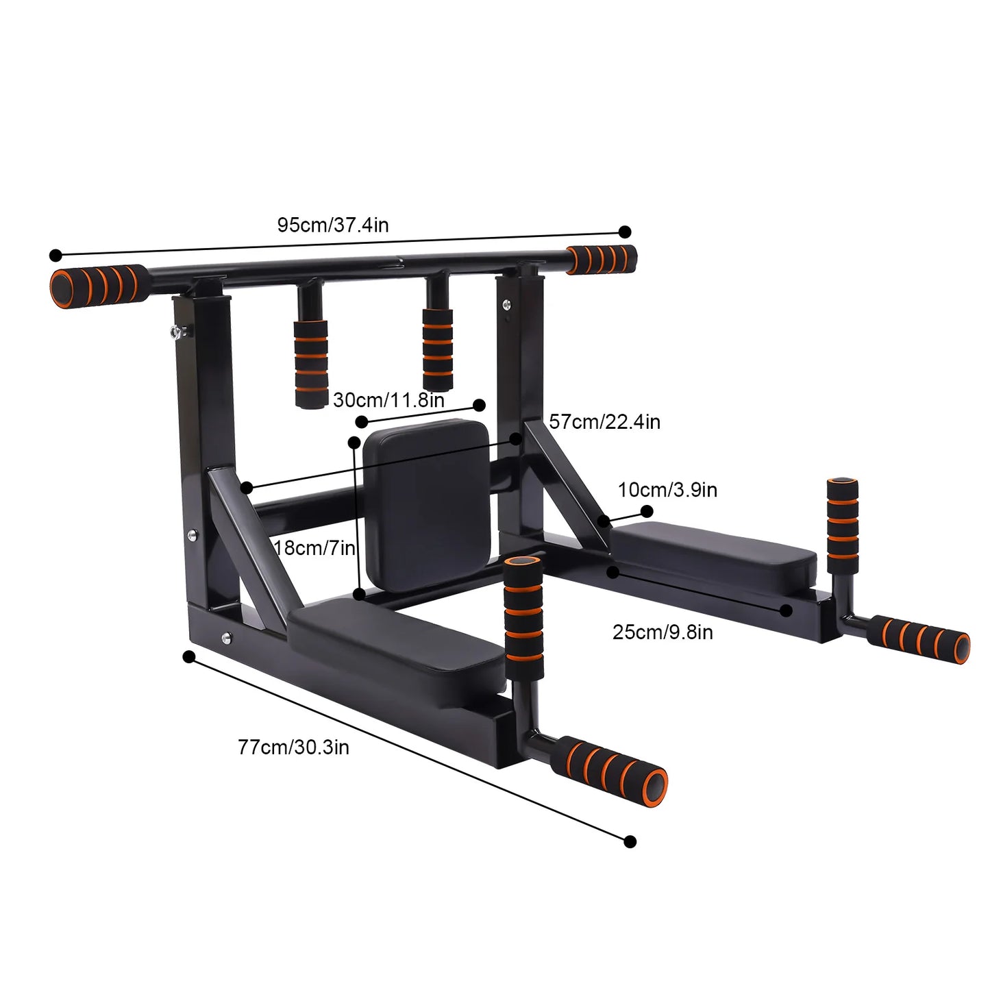 Wall Mounted Pull Up Bar and Dip Stand for Home Gym