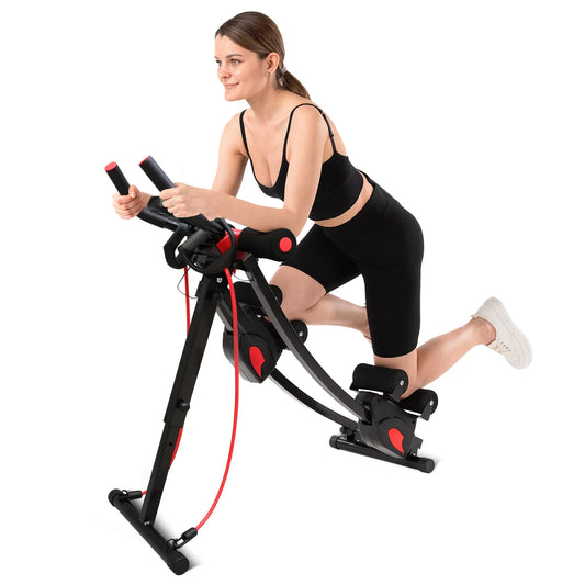 Abdominal Curling Exercise Machine With Adjustable Dual Track Foldable Trainer