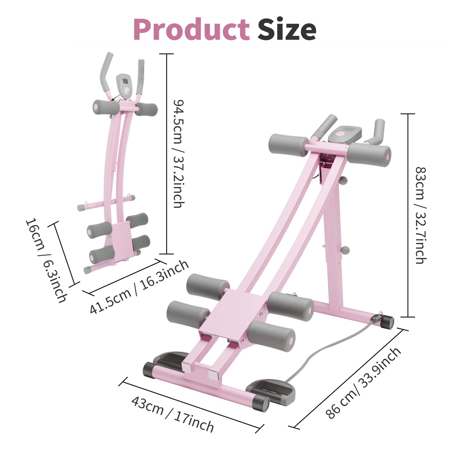 Abdominal Curling Exercise Machine With Adjustable Dual Track Foldable Trainer