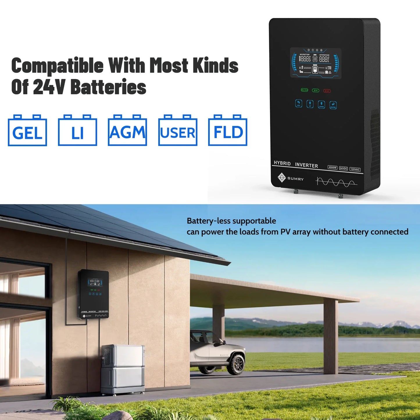 SUMRY Off Grid Solar Inverter 24V MPPT Pure Sine Wave
