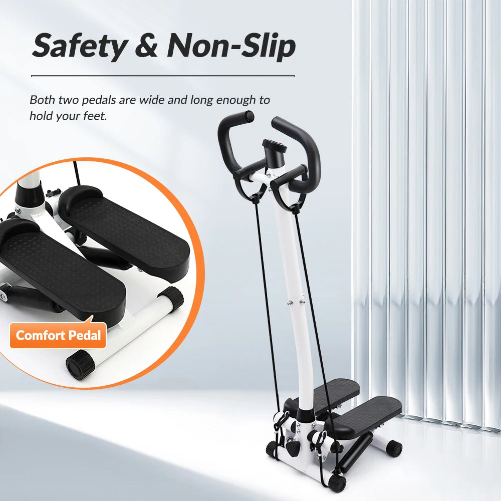 Home Fitness Stepper Machine With LCD Display And Resistance Bands